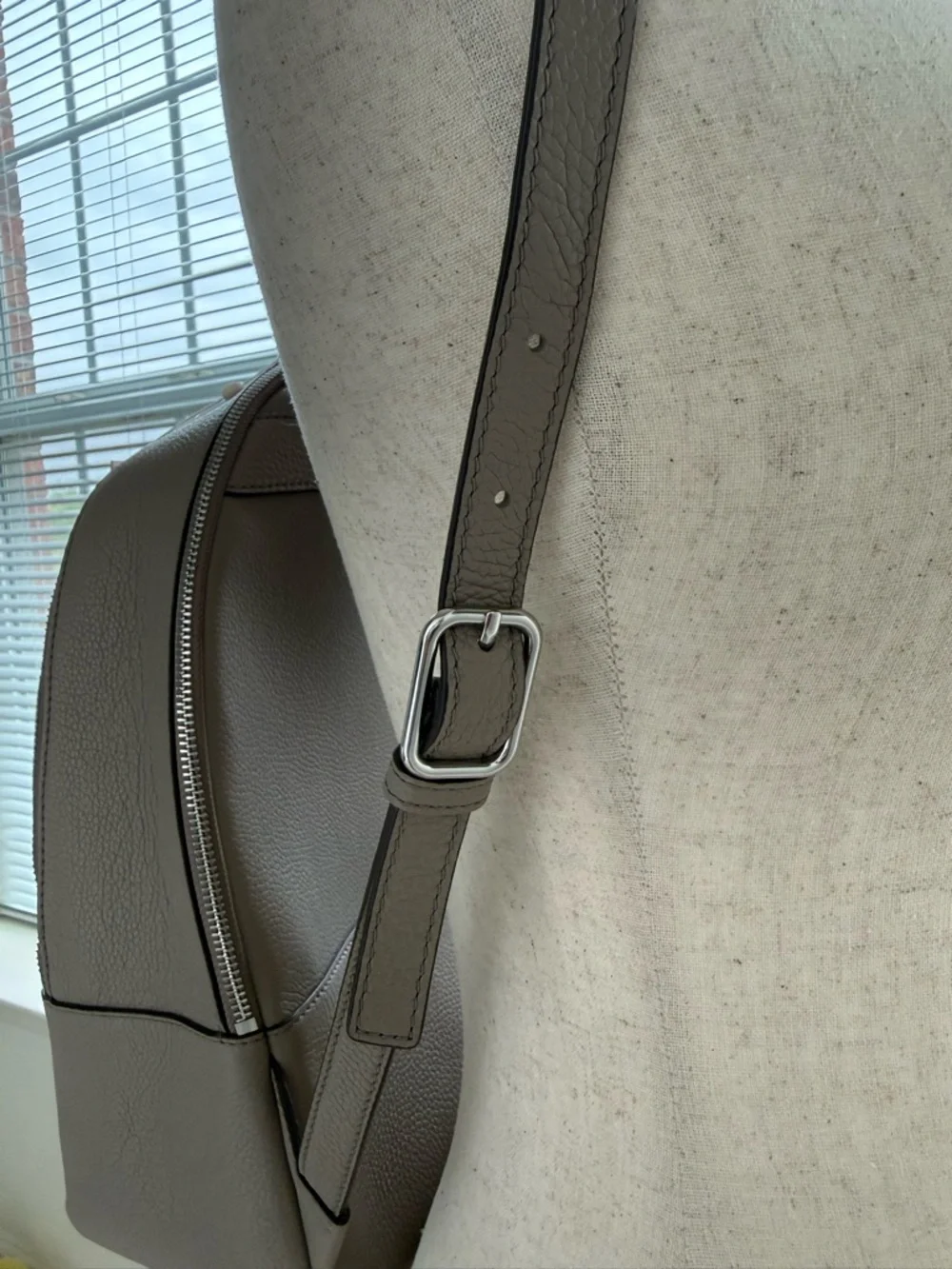 Tory Burch Taupe Gray Pebbled Leather Backpack